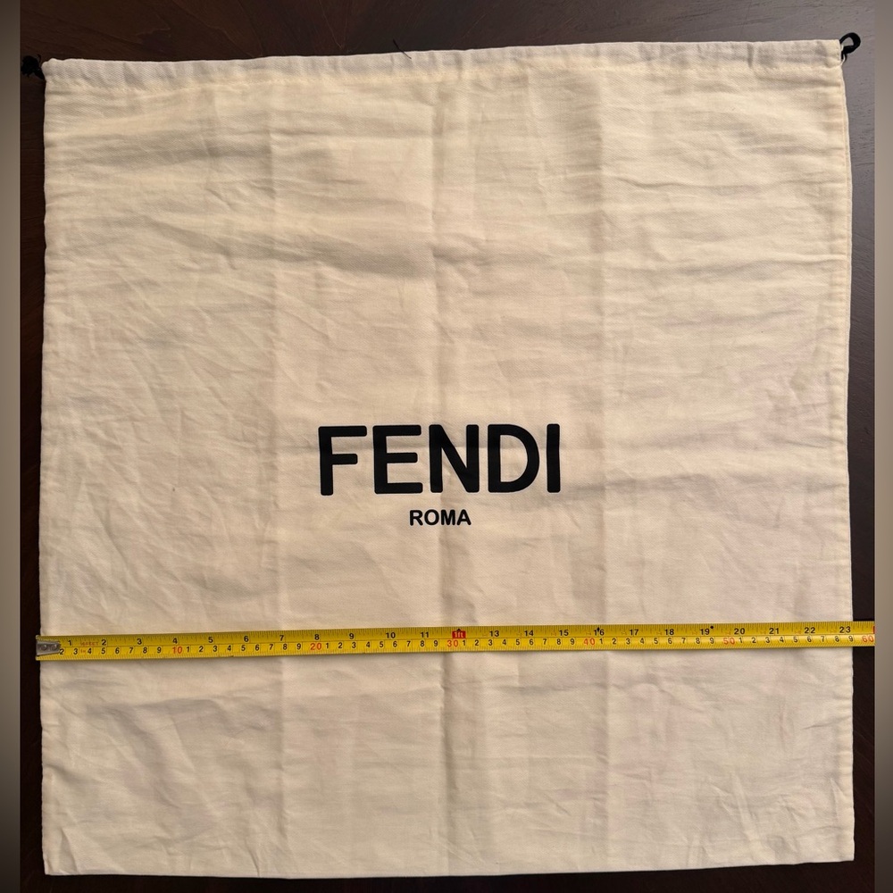 Fendi Cream Drawstring Dust Bag with Black FENDI Logo 23”x 23”